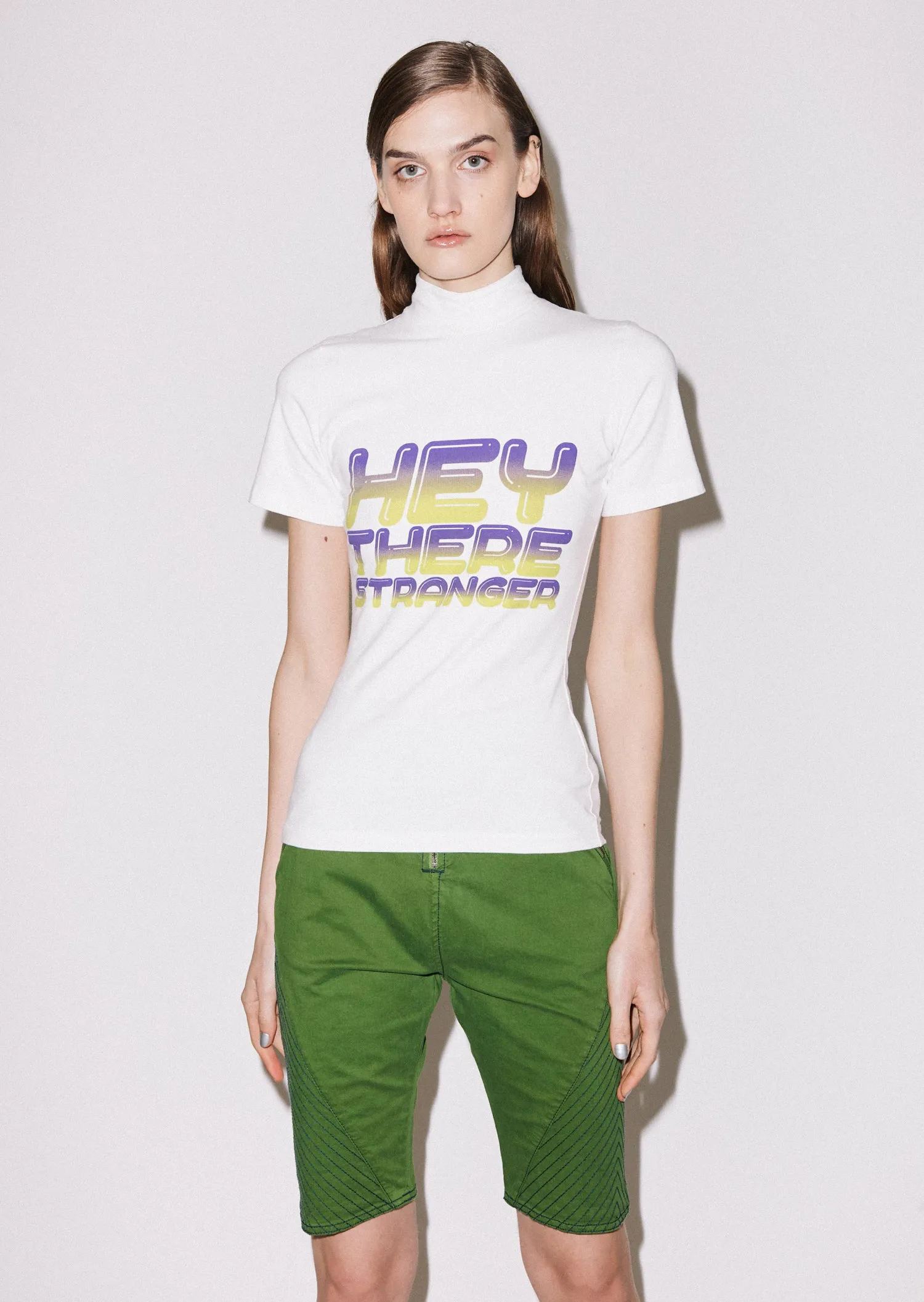 House of Holland 'Hey There' Shrunken High Neck Tee