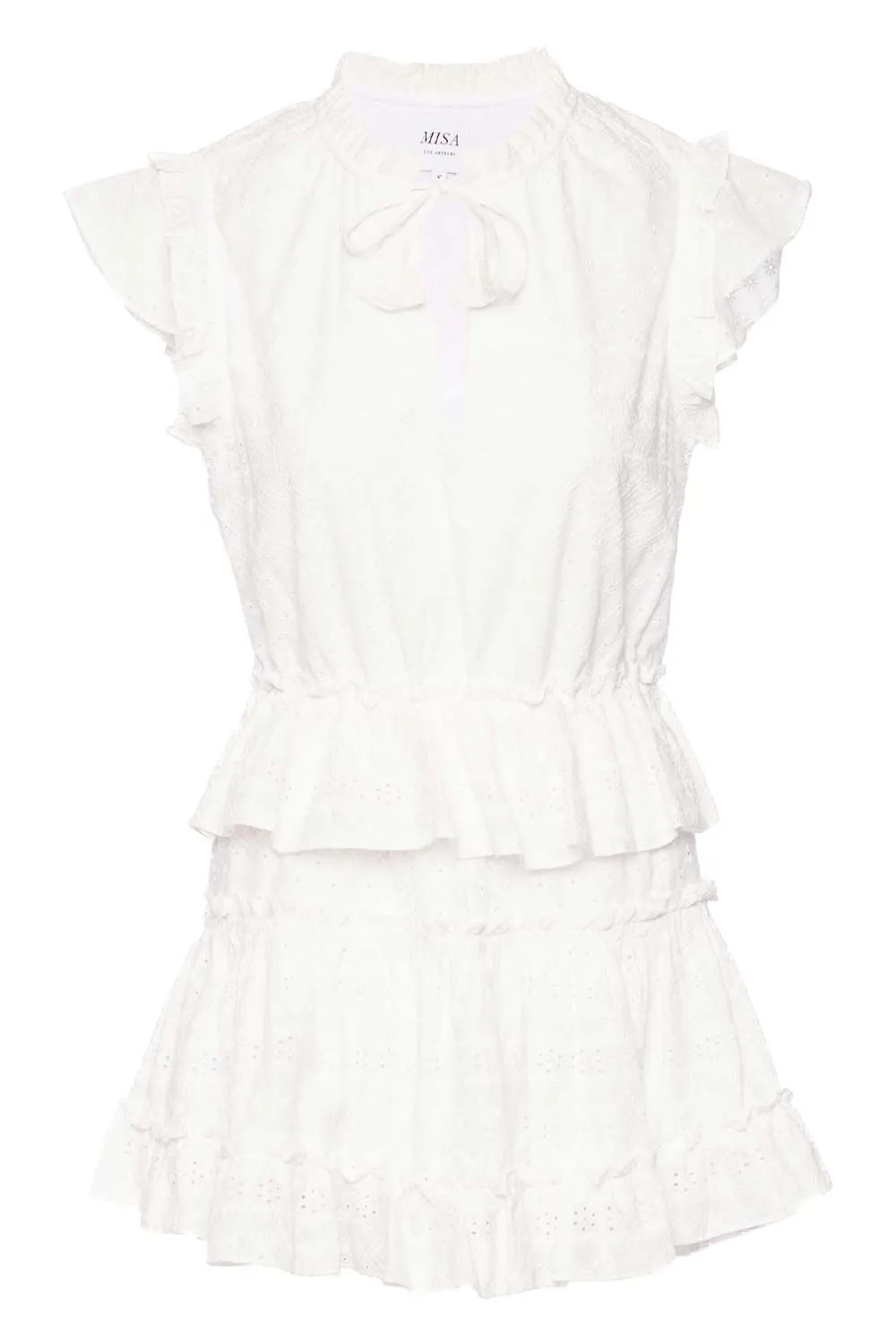 Iliana White Eyelet Ruffled Mini Dress