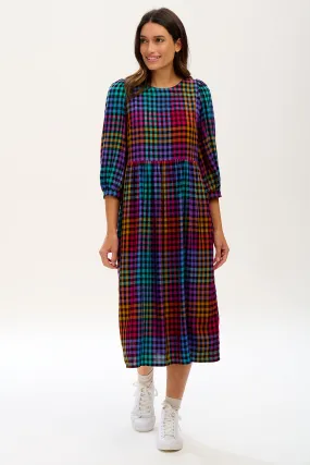 Kiara Midi Smock Dress - Multi, Dark Gingham