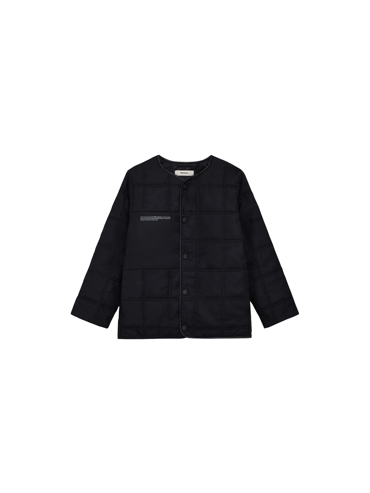 Kid's Flower-Warmth Quilted Collarless Jacket—black