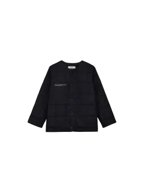 Kid's Flower-Warmth Quilted Collarless Jacket—black