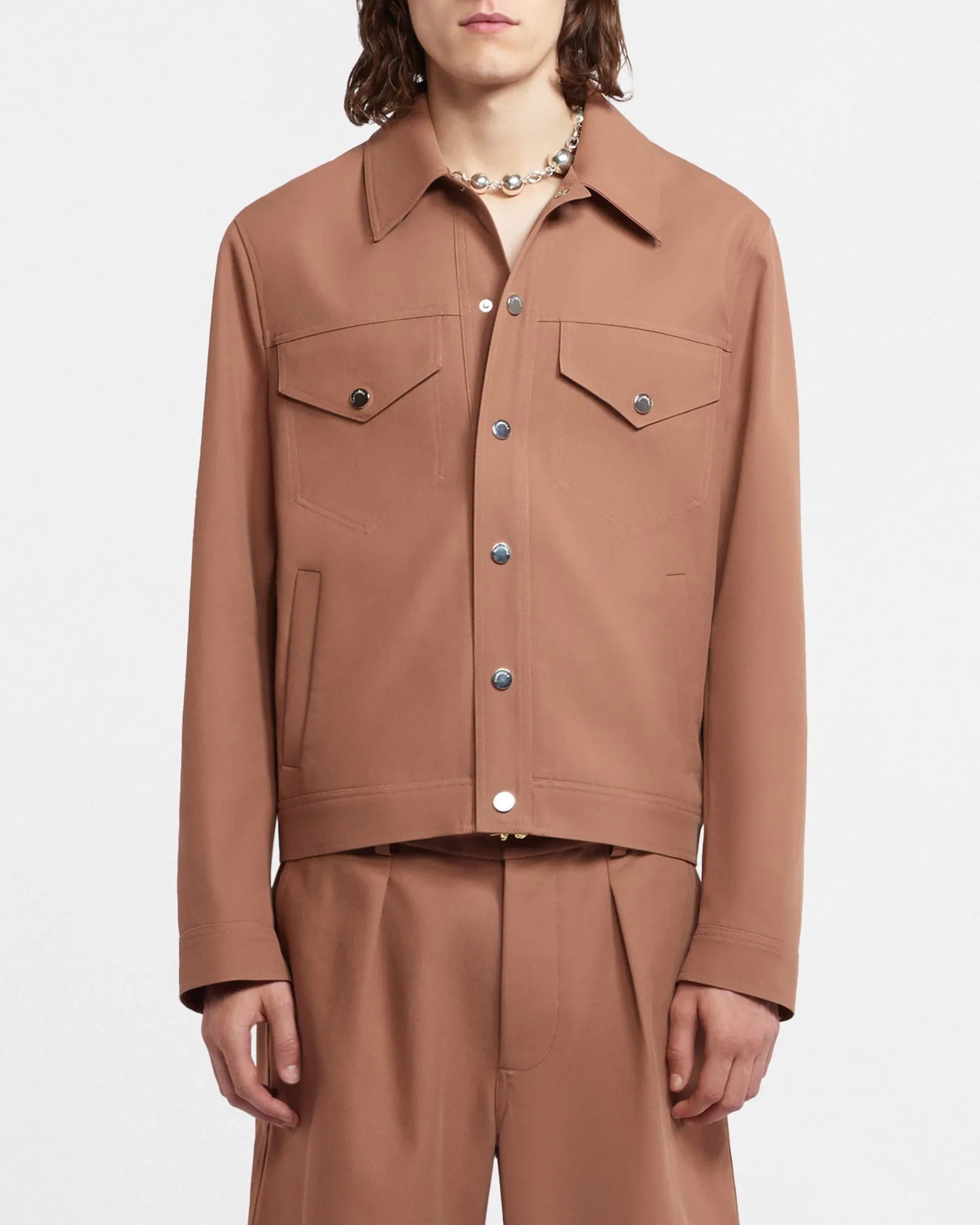 Larry - Sale Structured Twill Jacket - Rust Twill