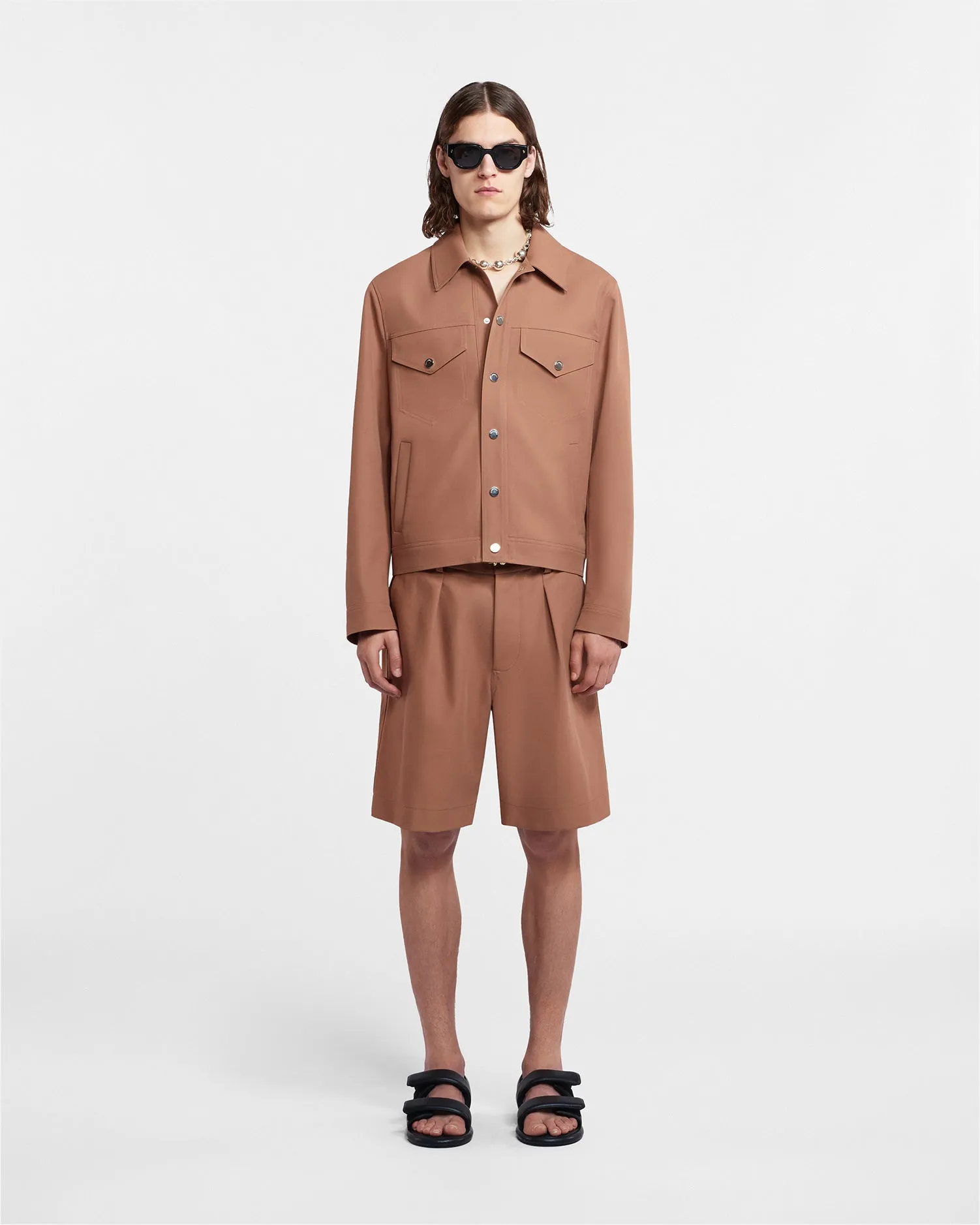 Larry - Sale Structured Twill Jacket - Rust Twill