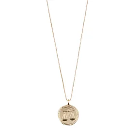 Libra Zodiac Sign Coin Necklace (Gold Plated)