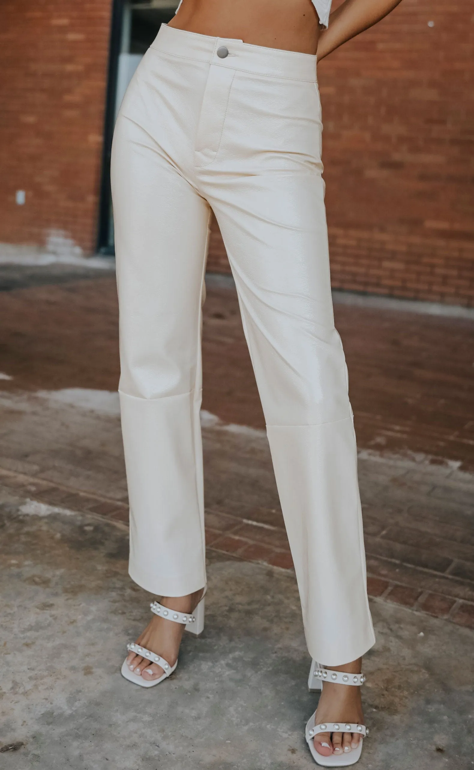 lna: faux crinkle patent pant