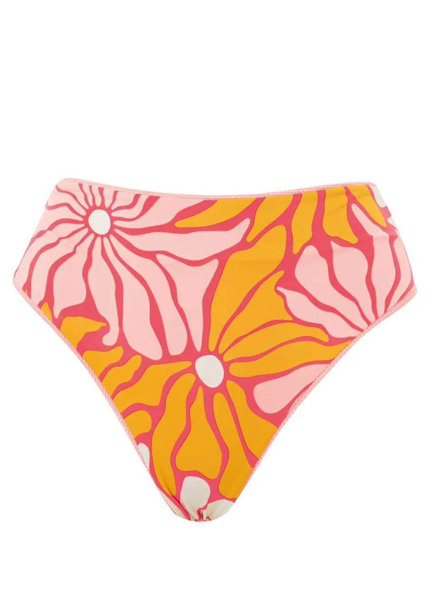 Maaji Coral Salmon Suzy Q High Rise/High Leg Bikini Bottom