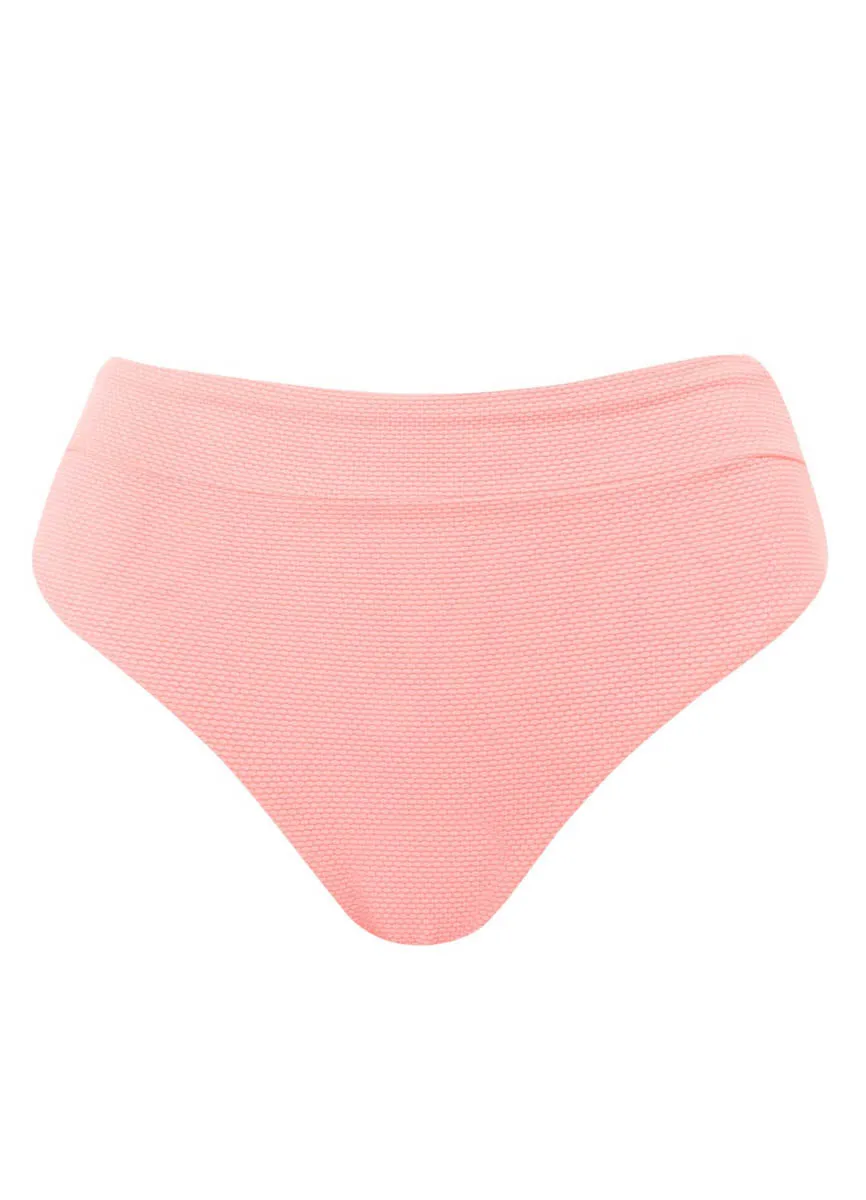 Maaji Coral Salmon Suzy Q High Rise/High Leg Bikini Bottom