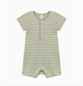 Mason Short Sleeve Romper - Davis Stripe / Mint