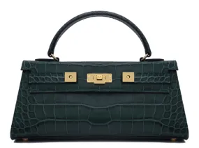 Maya East West Orinoco 'Croc' Print Calf Leather Handbag - Dark Green