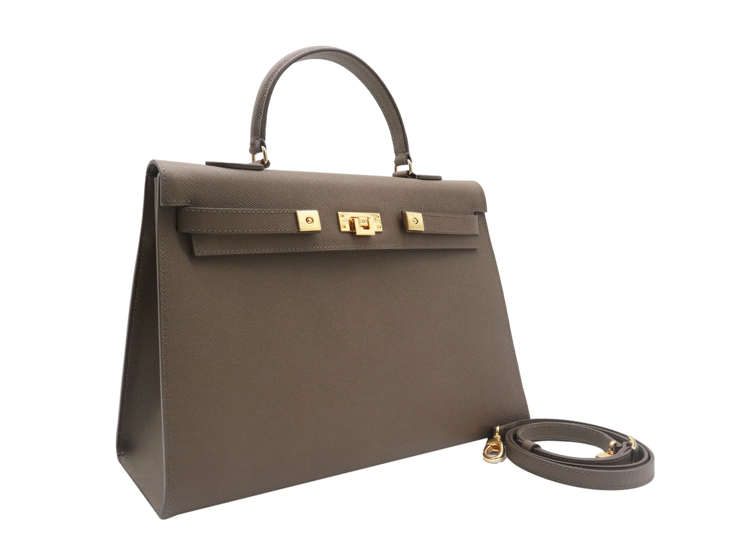 Maya Grande Dolomite Pebble Print Calf Leather Handbag - Taupe