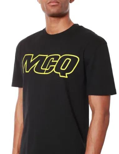 McQ Alexander Mcqueen Logo Yellow T-Shirt Black