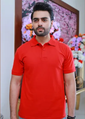 Men Short Sleeve Polo Shirt Red