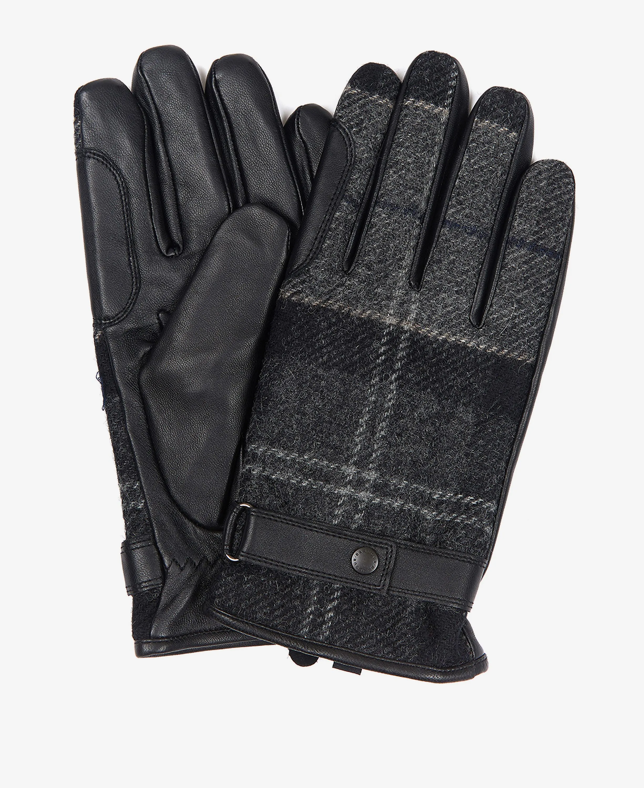 Men's Barbour | Newbrough Tartan and Leather Glove | Black