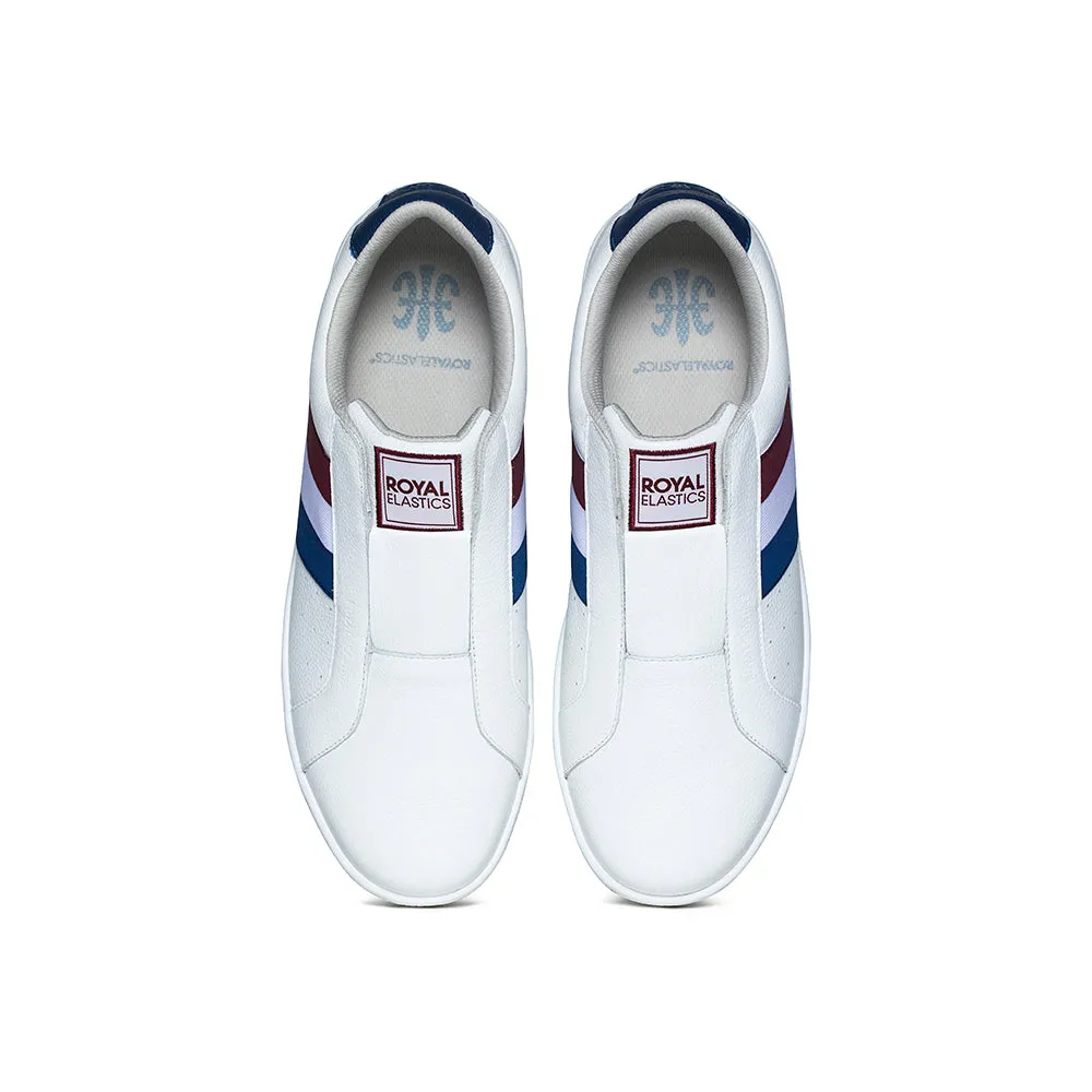 Men's Bishop White Red Blue Leather Sneakers 01702-015