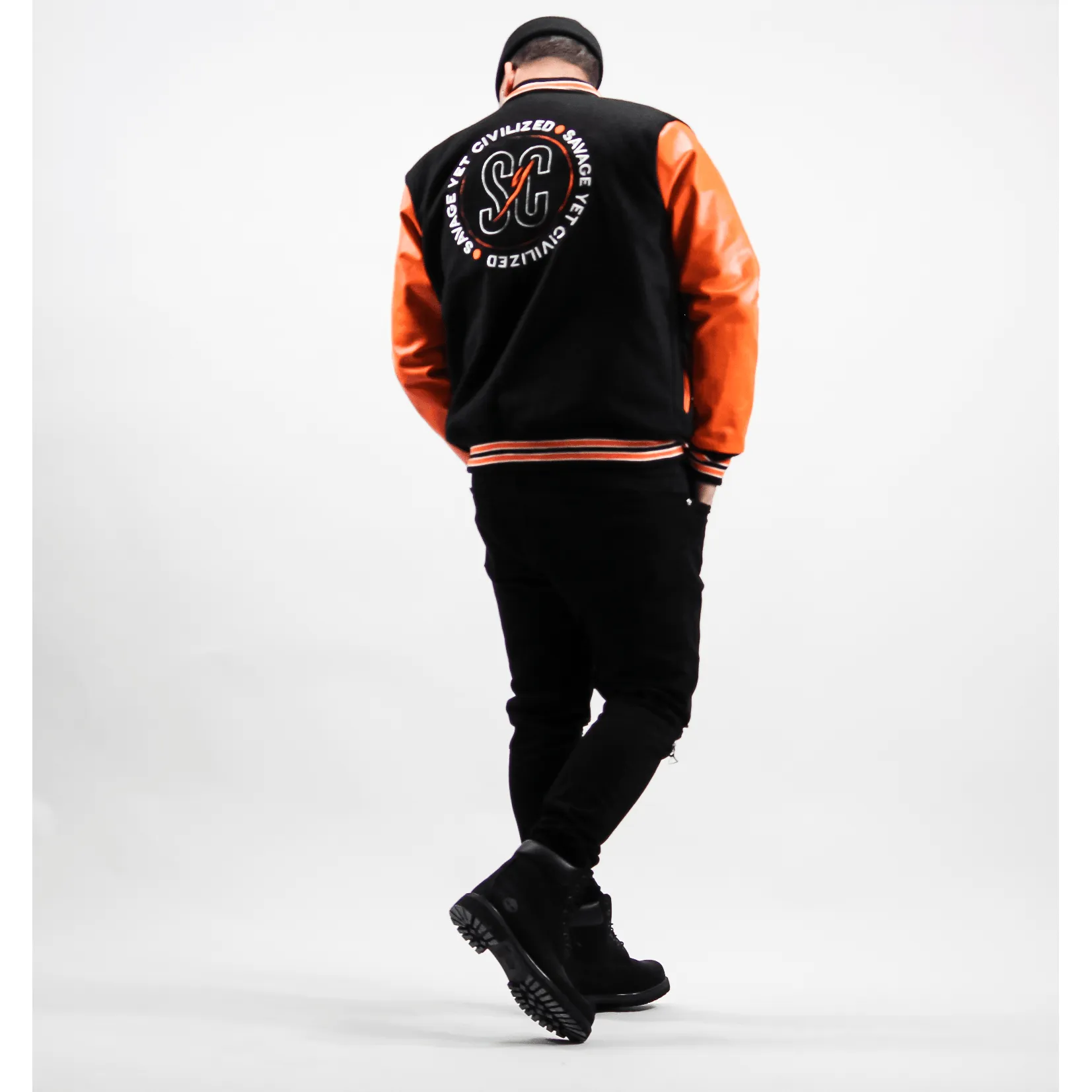 MENS VARSITY JACKET- "ORANGE BLAZE"