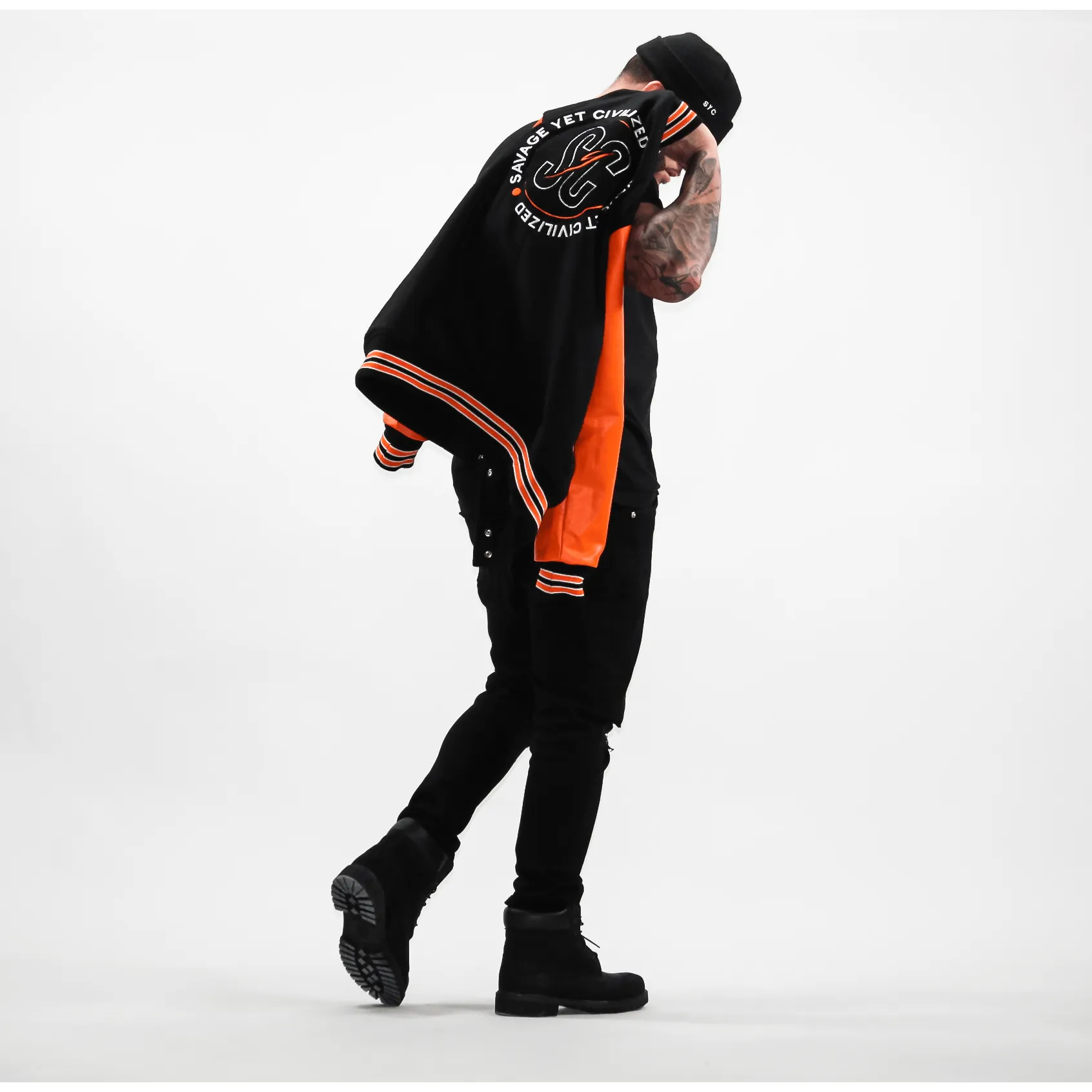 MENS VARSITY JACKET- "ORANGE BLAZE"