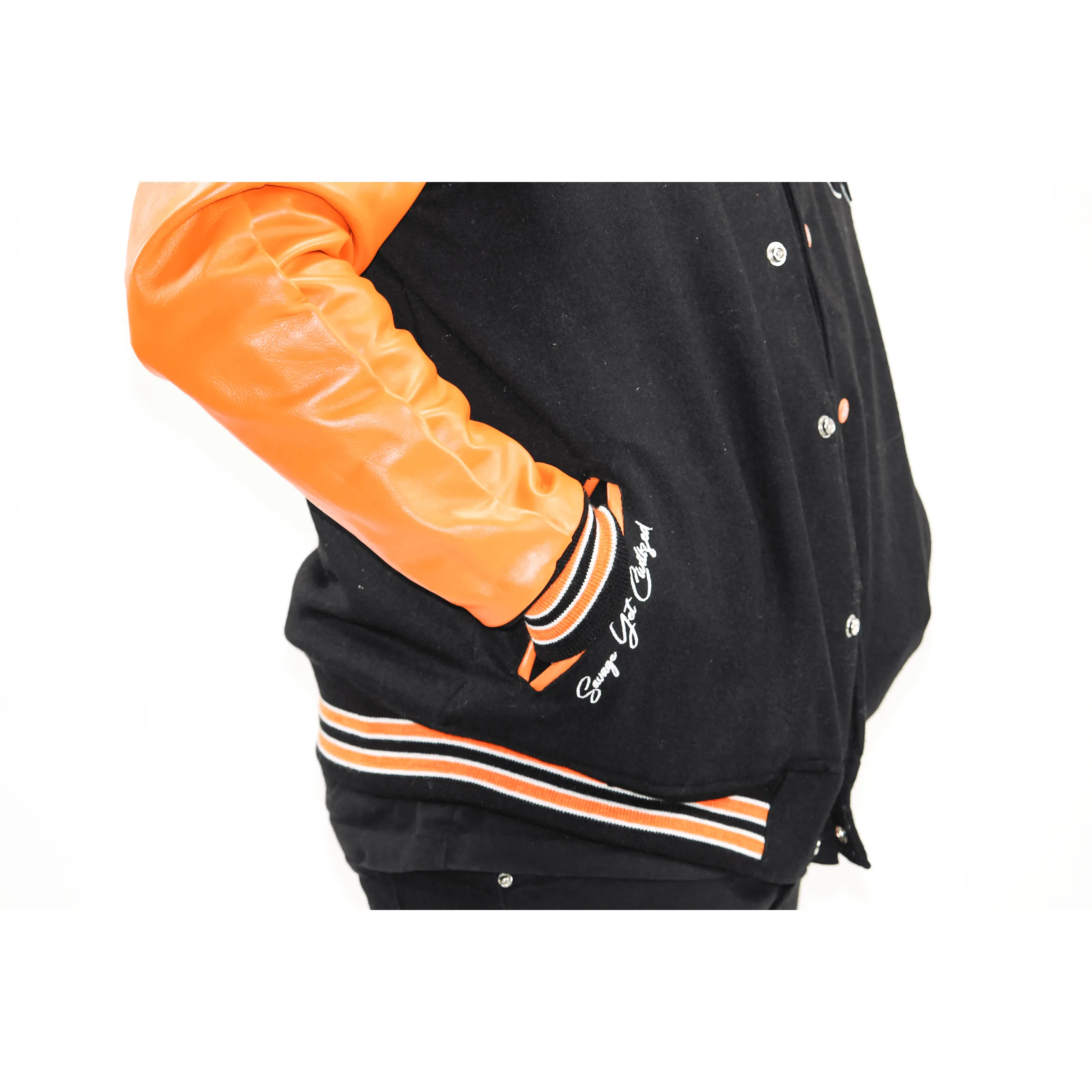 MENS VARSITY JACKET- "ORANGE BLAZE"