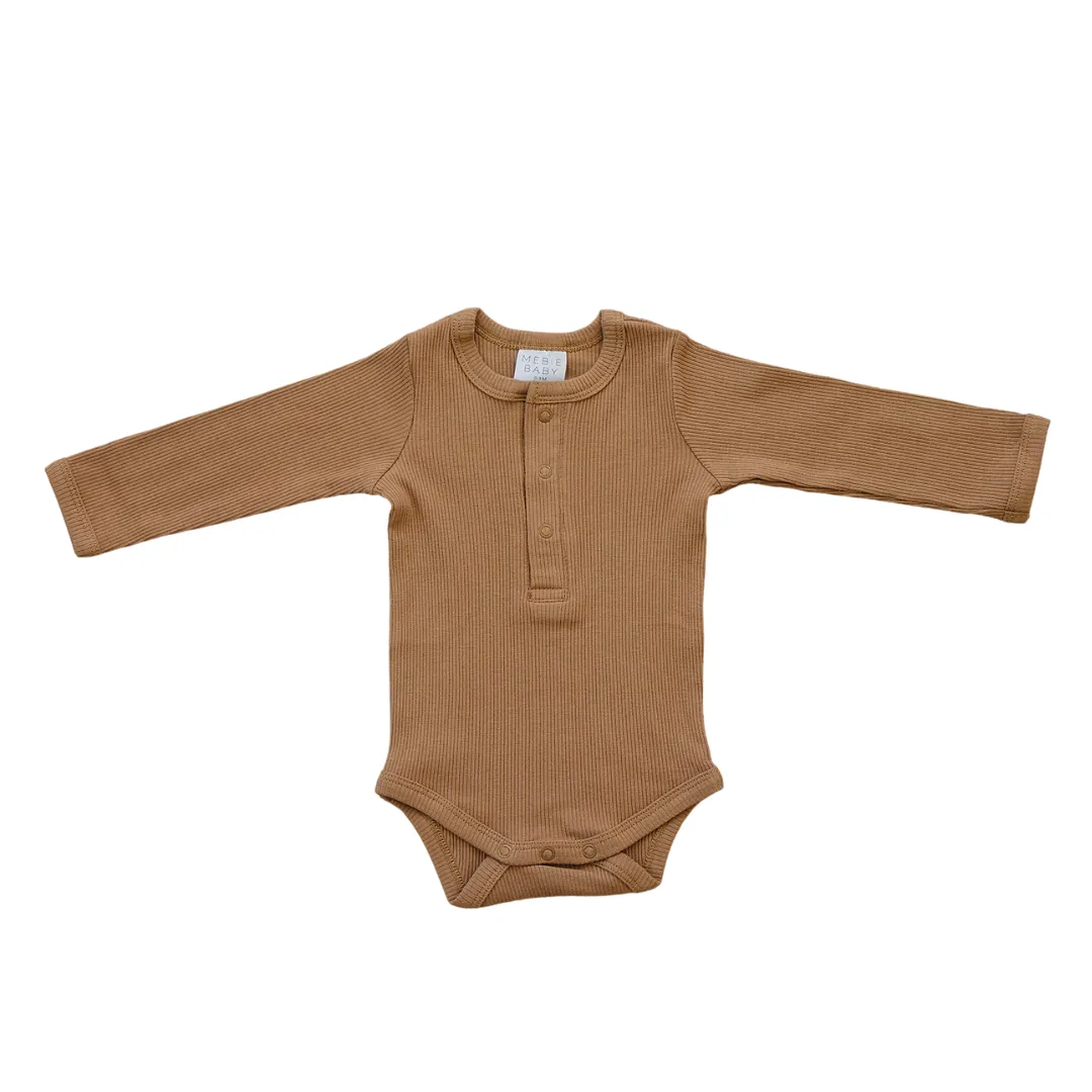 Mustard Organic Snap Long Sleeve Ribbed Bodysuit