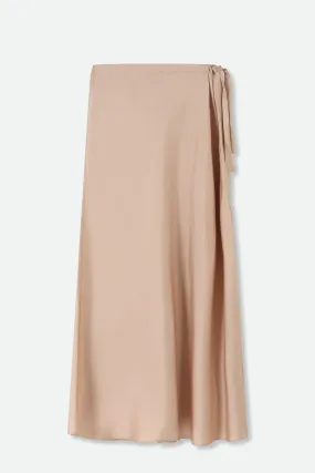 NAHLA SILK TWILL SKIRT IN ROSE BEIGE