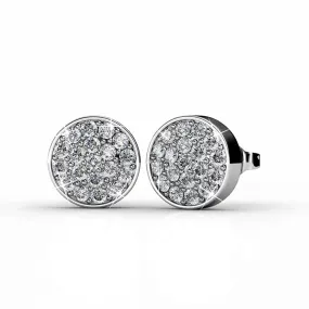 Nelly 18k White Gold Plated Pave Stud Earrings with Crystals