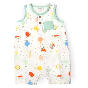 Organic Cotton Sleeveless Romper with Pocket - Veggie Salad