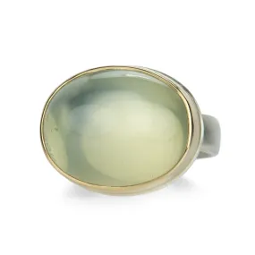 Oval Smooth Green Moonstone Ring