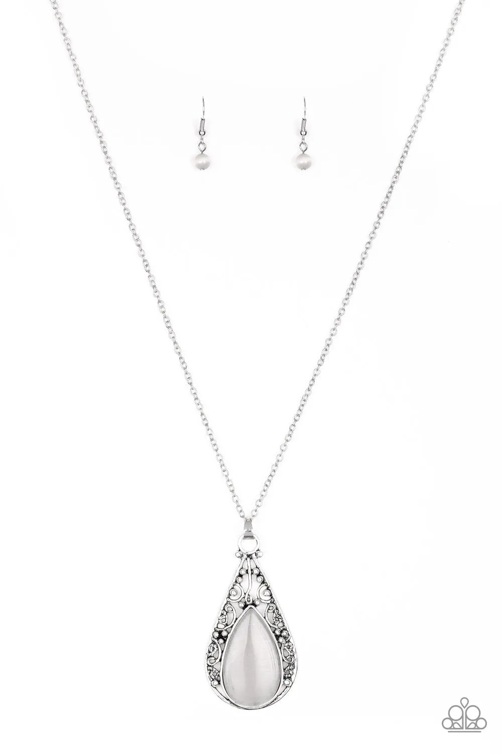 Paparazzi Enchanted Eden - Silver White Necklace