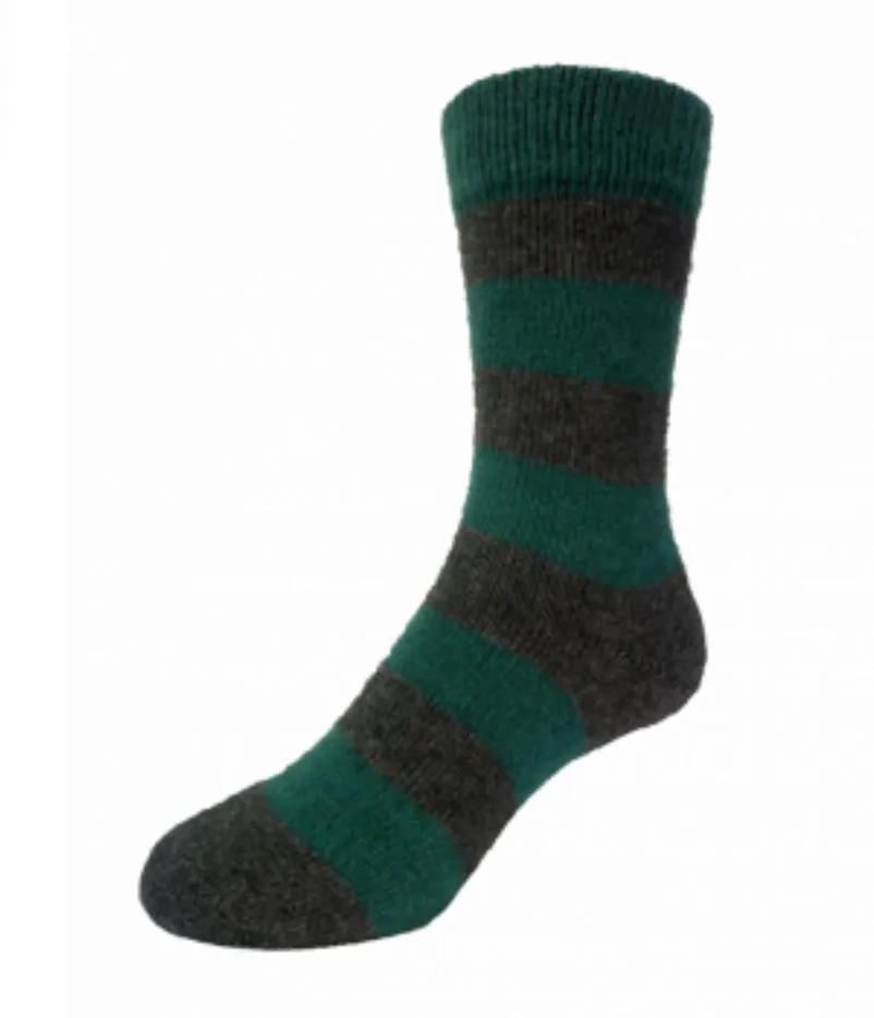 Possum Merino Striped Dress Socks Sea Green/Riverstone