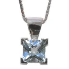 Princess Cut Aquamarine solitaire pendant