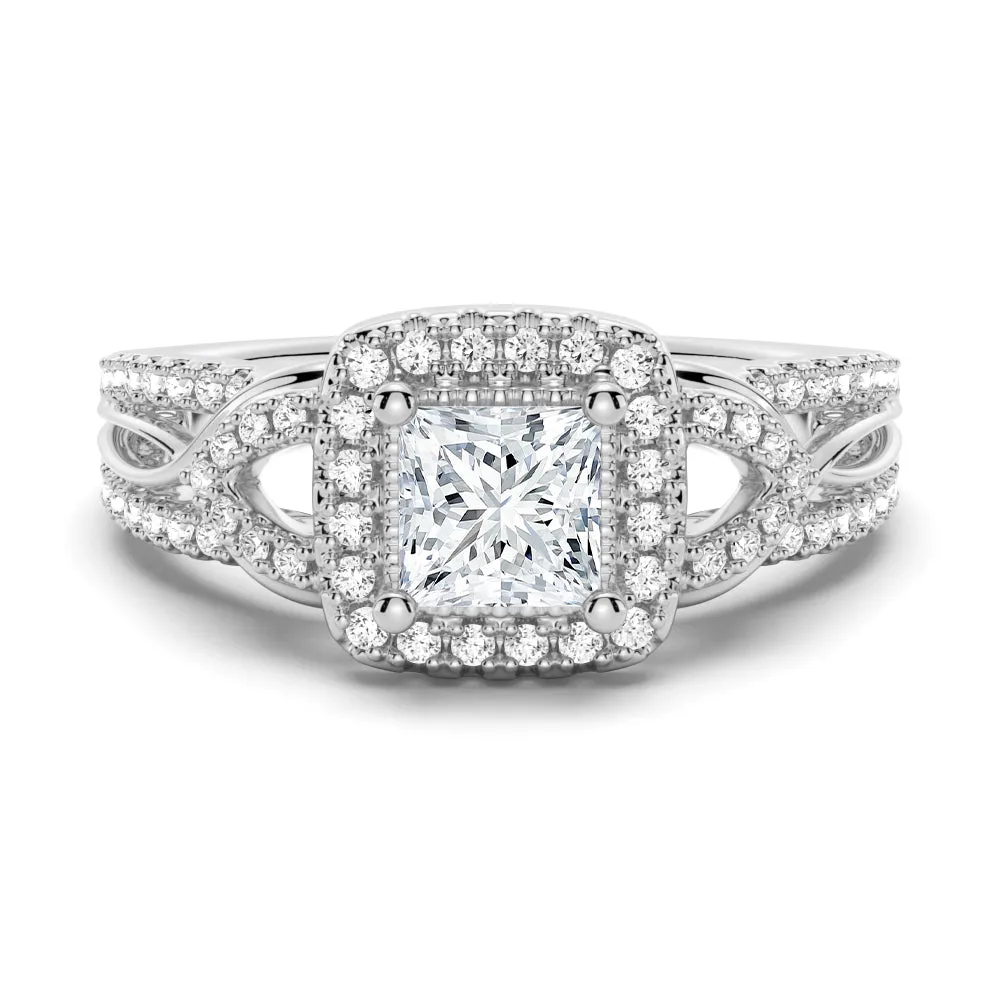 Princess Cut Moissanite Vintage Engagement Ring With Infinite Band