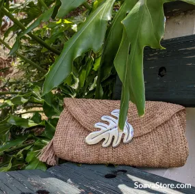 Raffia Straw Clutch Bag (Tan)