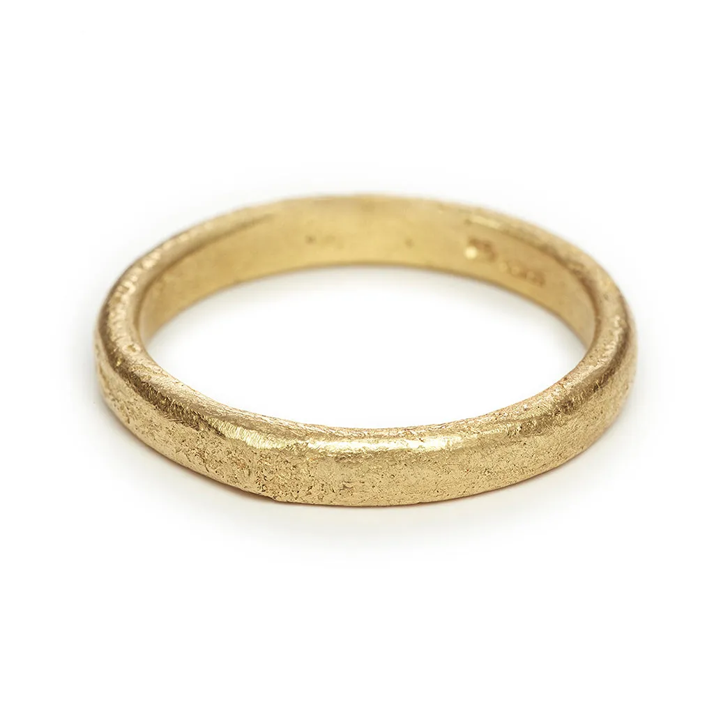 Raw Gold Textured Wedding Band - 3.5mm