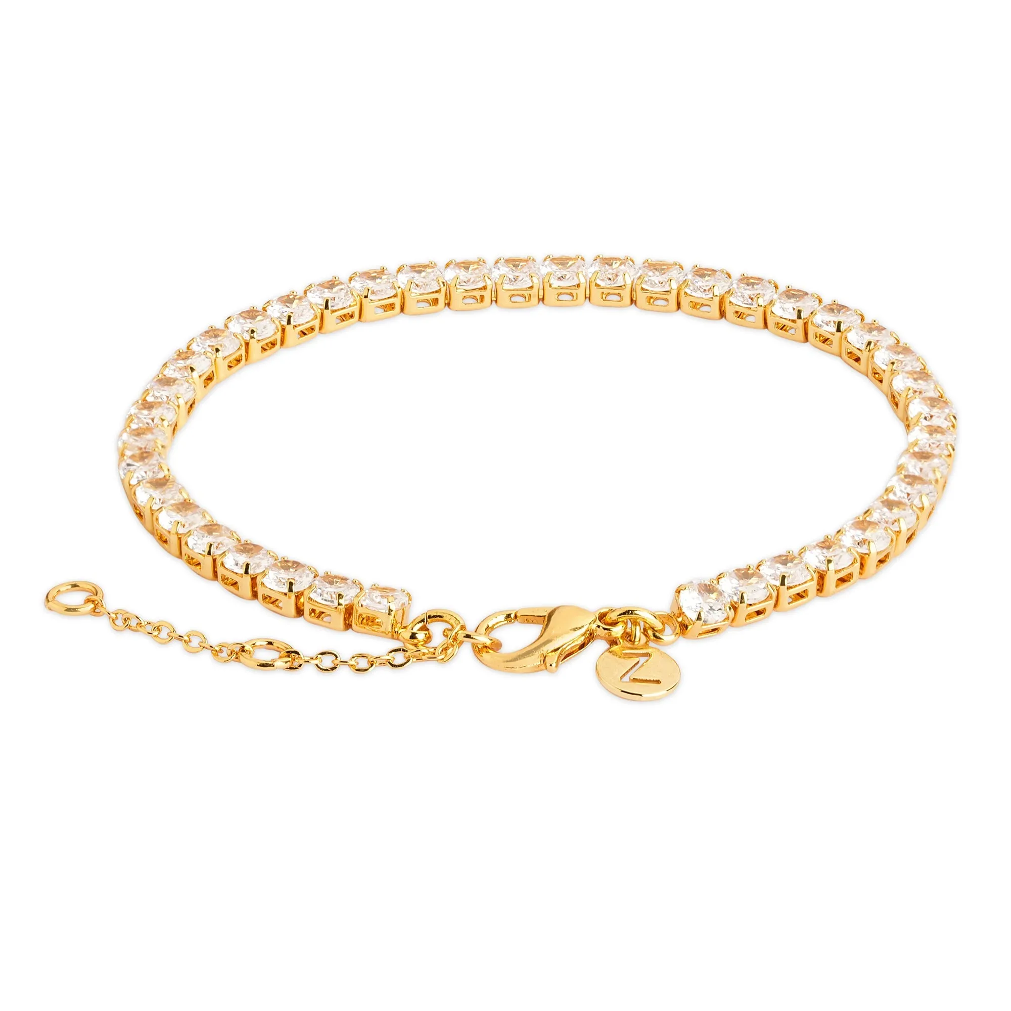 Real Gold Plated Gold Z Sparkle Tennis Bracelet