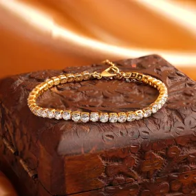 Real Gold Plated Gold Z Sparkle Tennis Bracelet