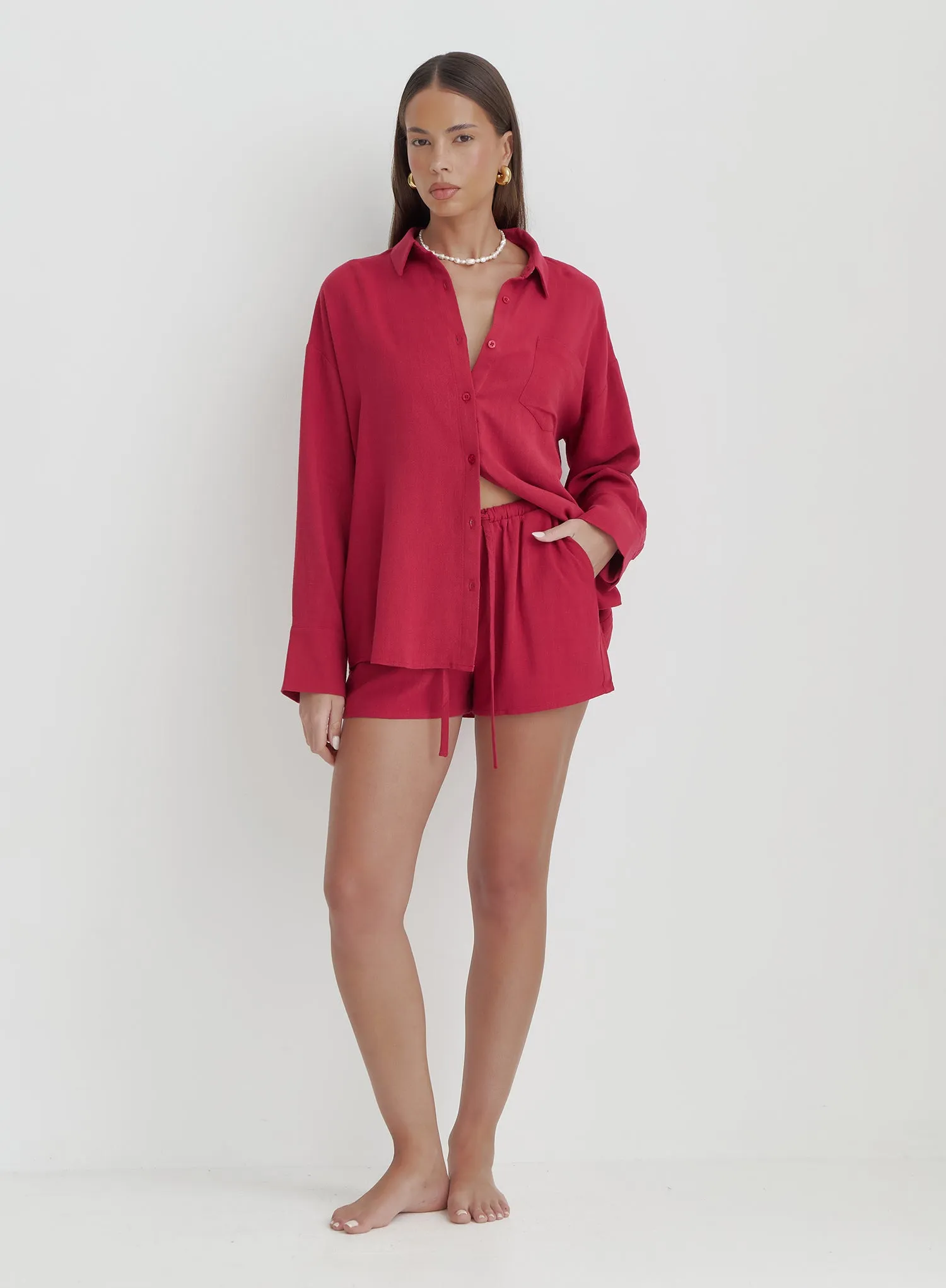 Red Oversized Shirt- Barron