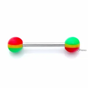 Red Yellow Green Rasta Colour Ball Tongue Barbell