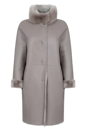 Reversible Cocoon Shape Shearling Coat - Zermatt