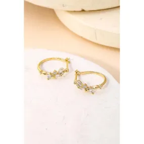 Rhinestone Leaf Hoop Earring