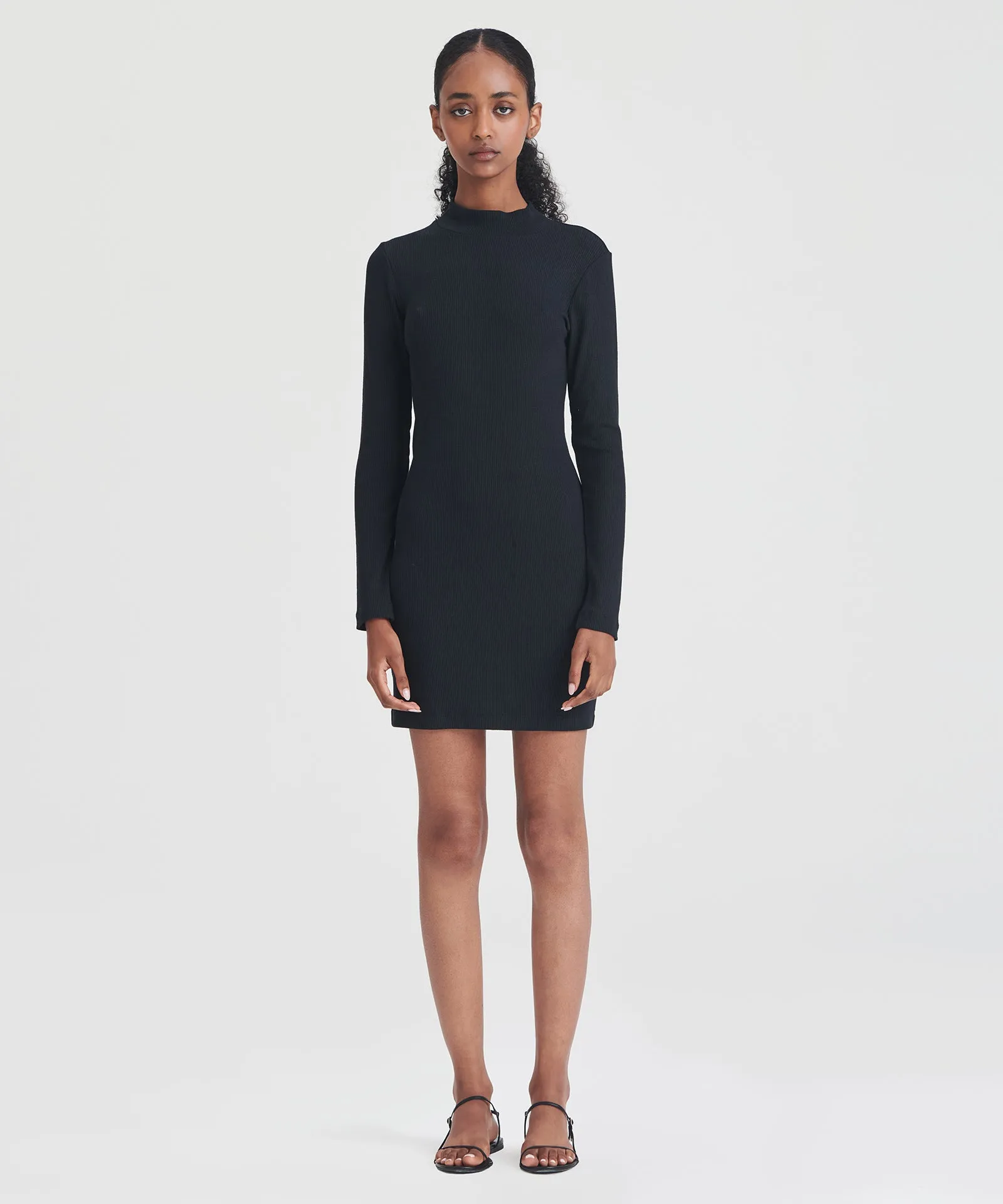 Ribbed Modal Cashmere Turtleneck Mini Dress