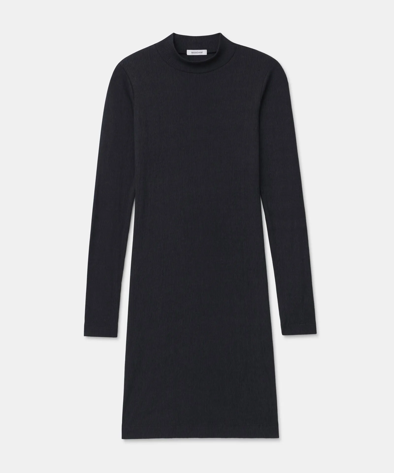 Ribbed Modal Cashmere Turtleneck Mini Dress