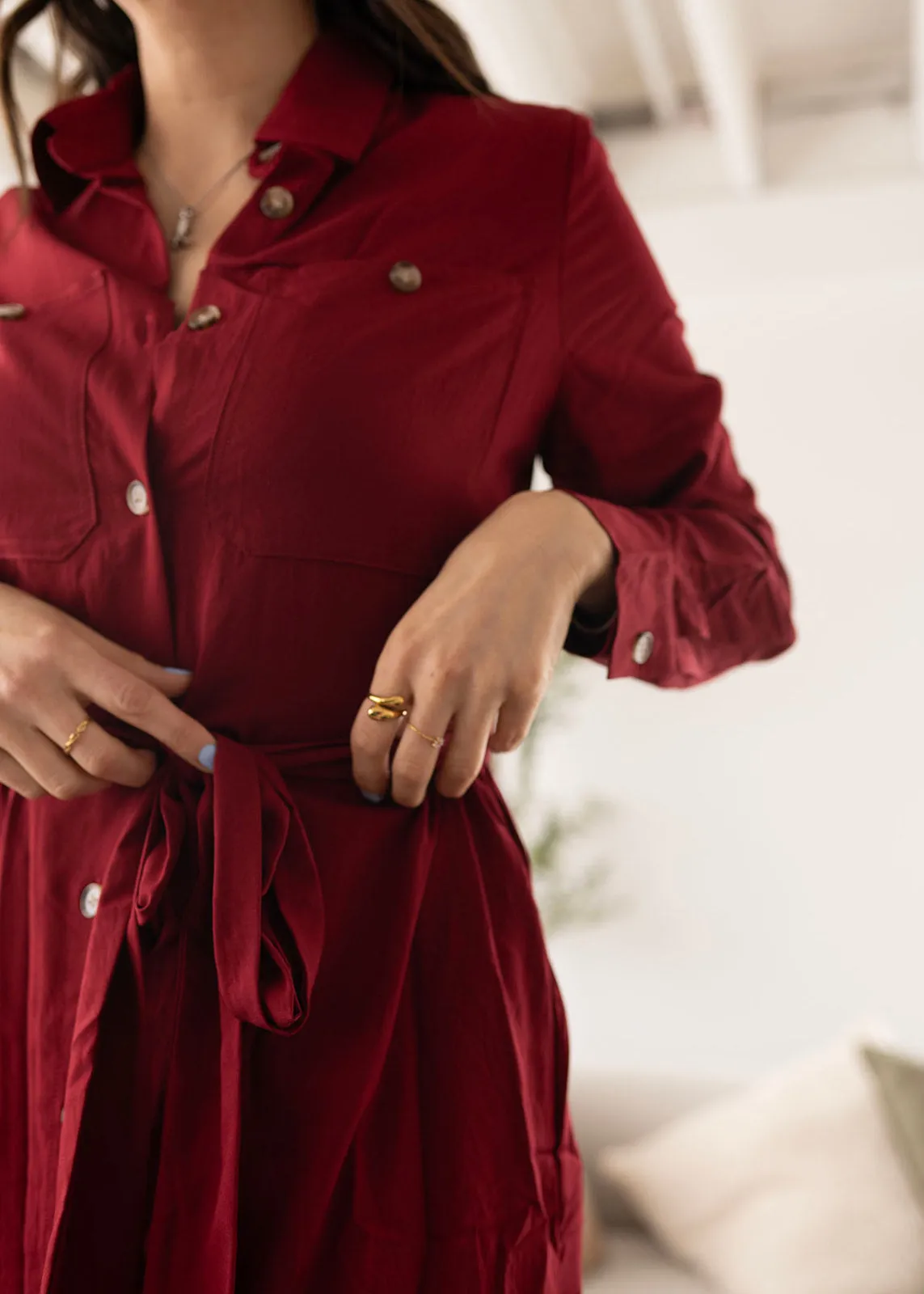 Ruby Red Button Dress/Jacket