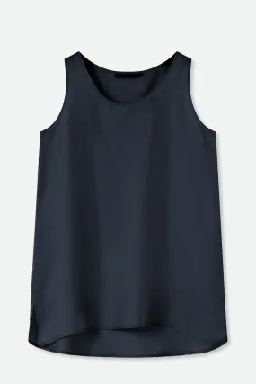 SABINA SILK TWILL TANK TOP IN NAVY