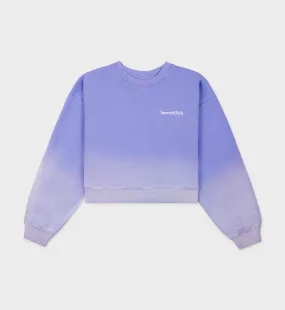 Serif Logo Cropped Crewneck - Dip Dye Blue/White