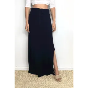 Side Slit Sweater Skirt- Black