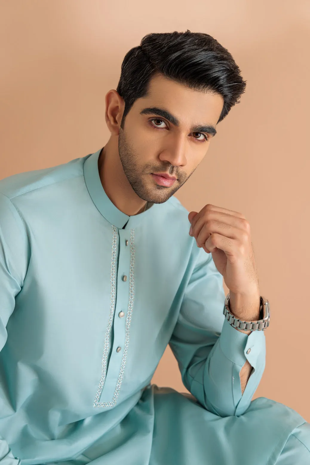 SKY BLUE-COTTON-KURTA SHALWAR - (KSRS24-031) BIN 61 M9