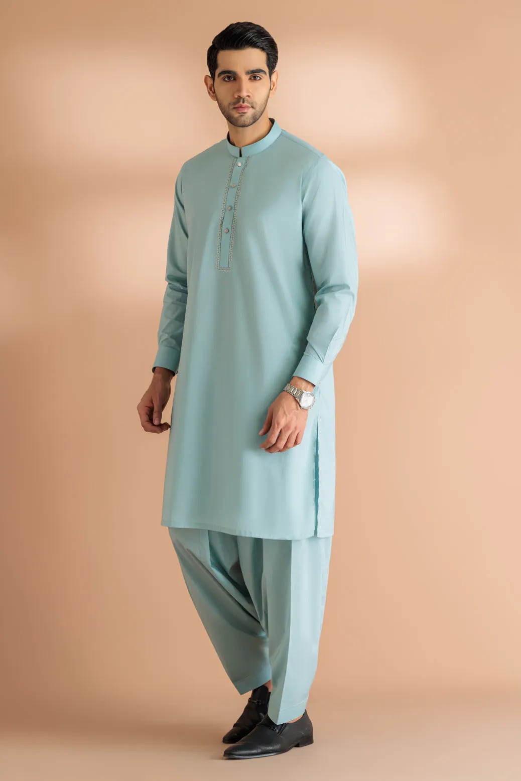 SKY BLUE-COTTON-KURTA SHALWAR - (KSRS24-031) BIN 61 M9