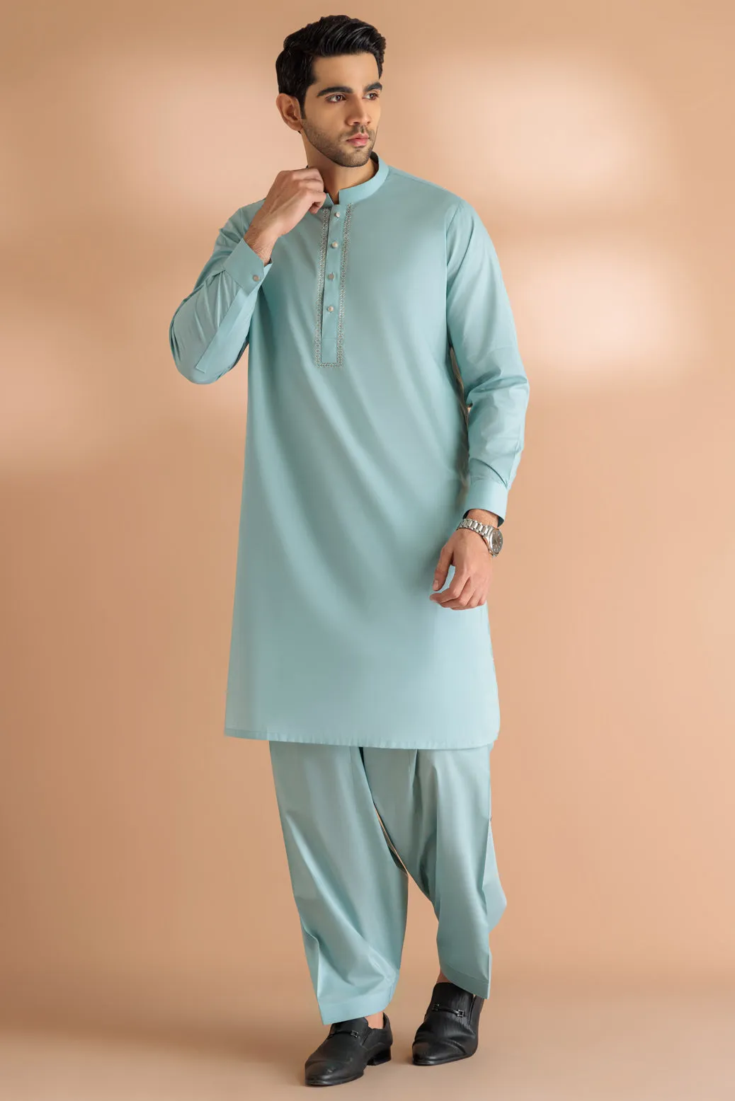 SKY BLUE-COTTON-KURTA SHALWAR - (KSRS24-031) BIN 61 M9