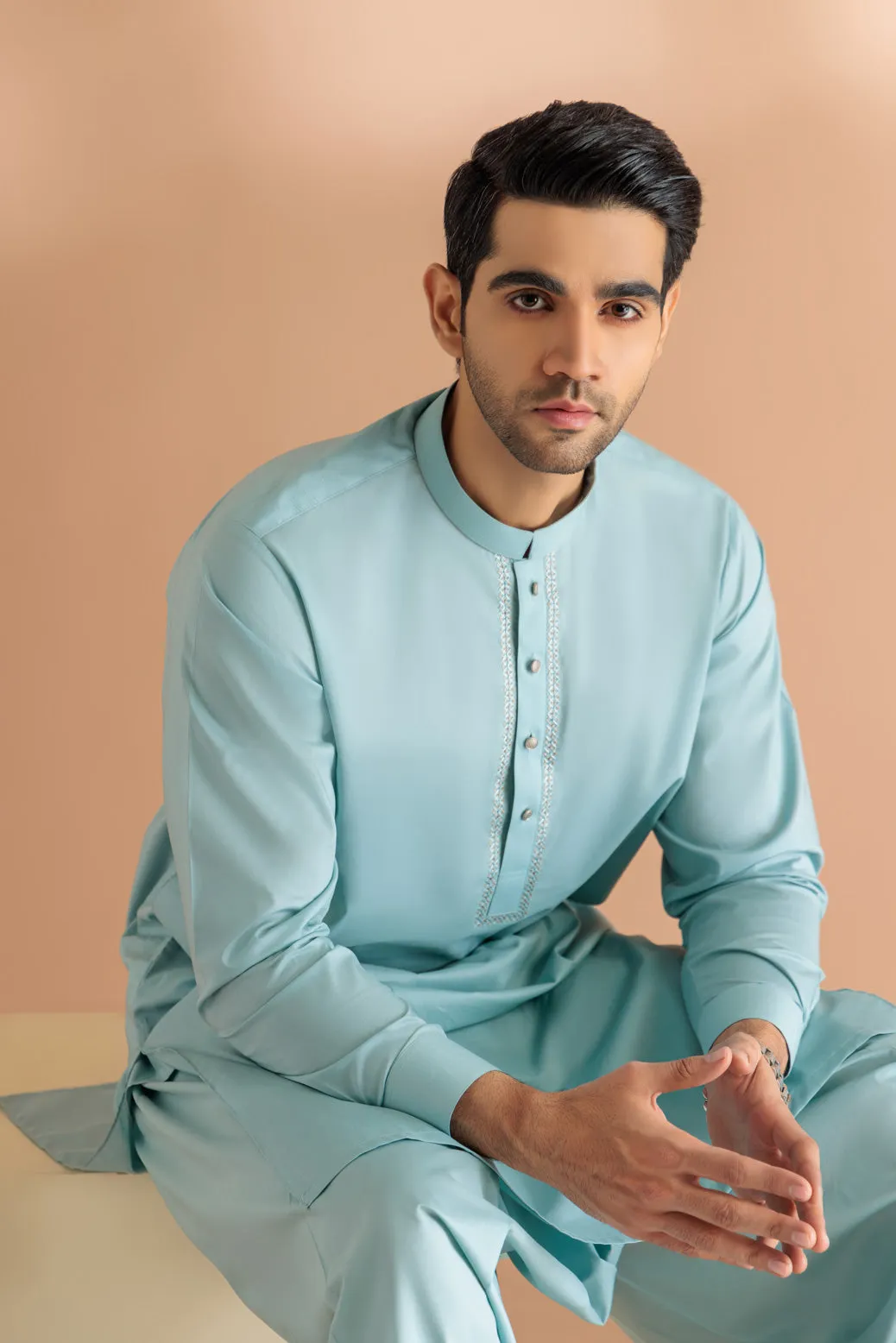 SKY BLUE-COTTON-KURTA SHALWAR - (KSRS24-031) BIN 61 M9