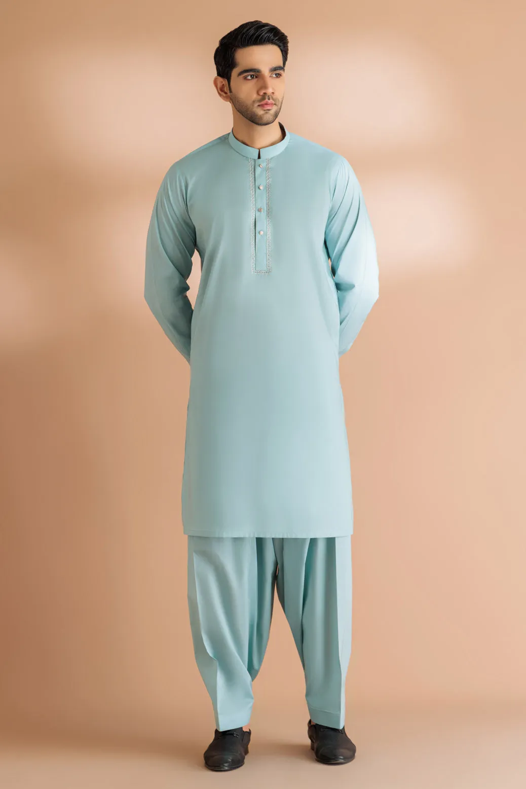 SKY BLUE-COTTON-KURTA SHALWAR - (KSRS24-031) BIN 61 M9