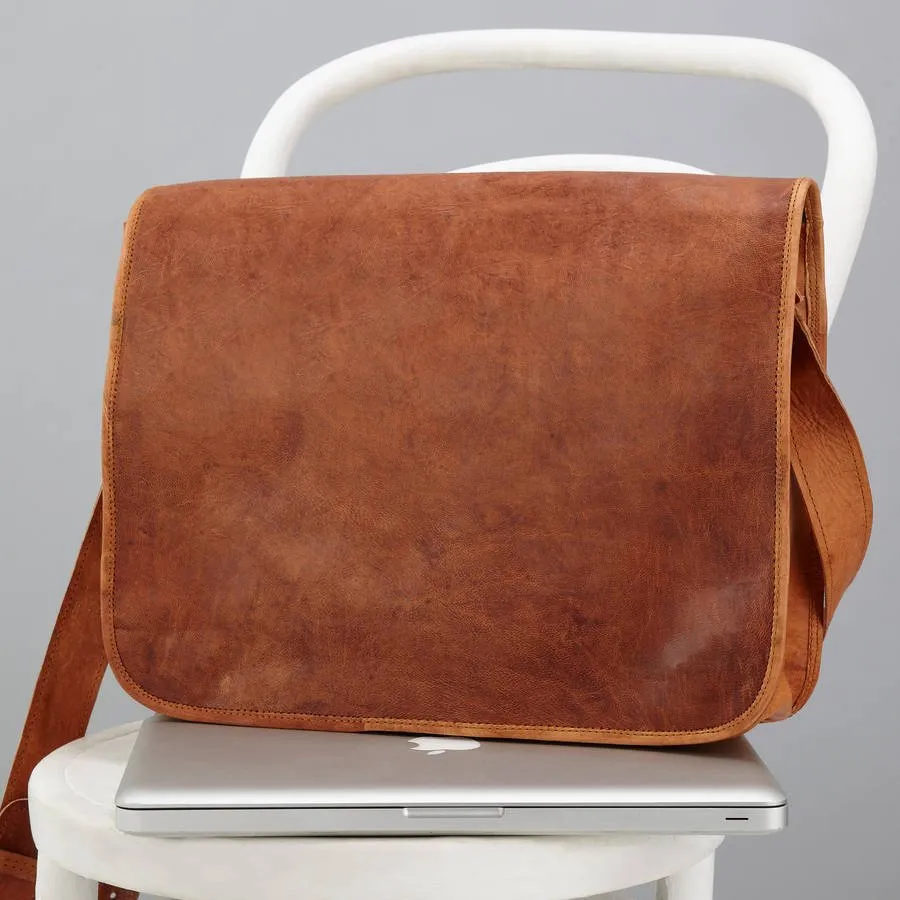 Tan Leather Messenger Bag